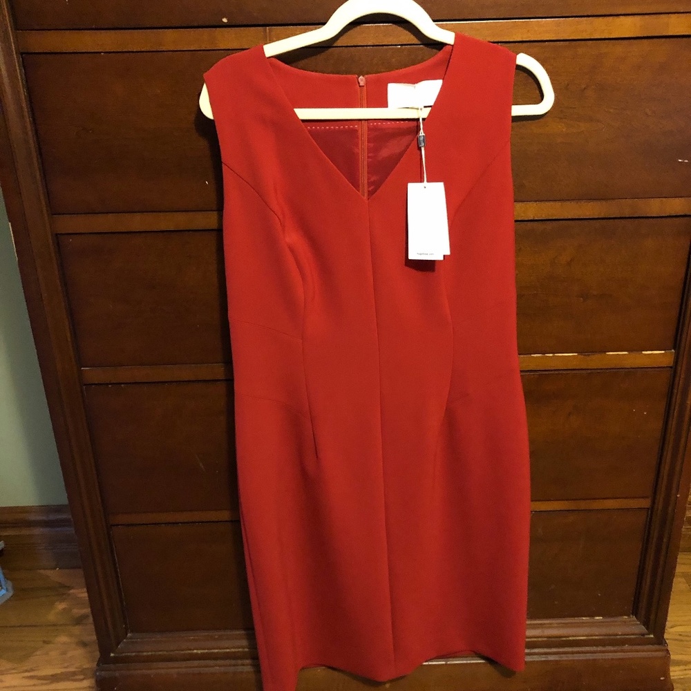 NWT Hugo Boss BOSS Ponte Red Sheath Dress, Size 8